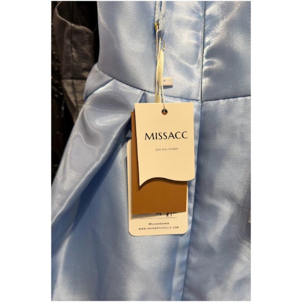 Missacc Evening Gown Dress Womens 4-8 Blue Satin Prom Formal A Line Elegant NWT - Picture 5 of 6